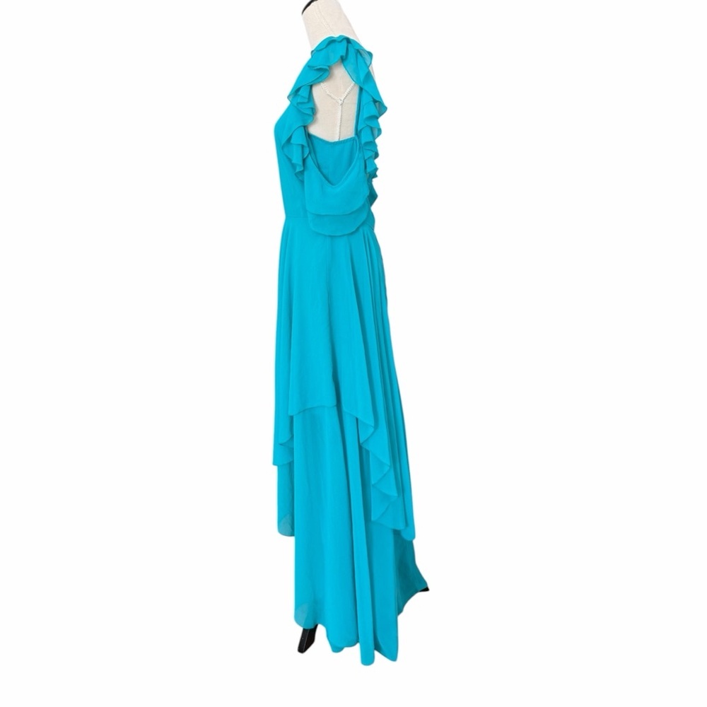 ASOS Vibrant Blue High Low Ruffle Flowy Open Back Dress - Picture 4 of 8